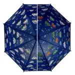 KARBD Blue Windproof Cartoon Print Automatic Fold Round Handle Sun Protection Umbrella for Boys and Girls