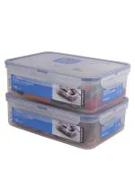 Lock & Lock Plastic Airtight Food Storage Containers with Leak Proof Lid, 1.6 L, Set of 2 (HPL824)