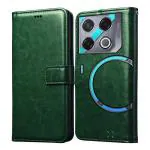 Casotec Flip Cover Back Case for Infinix GT 20 Pro 5G | Premium Leather Finish | Inbuilt Pockets & Stand | Flip Cover Back Case for Infinix GT 20 Pro 5G (Green)