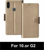 Sbms 10.Or G2 Gold Artificial Leather Shock Proof Flip Cover