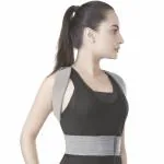 Vissco Posture Corrector Posture Aid to correct posture and ease pain, Made from Skin Friendly & Breathable Material, Adjustable Strap For Men & Women - Small (Grey)