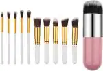 Bingeable Multicolor Foundation Brush Make Up Brushes Natural Professional Makeup Set Blending Tool Cosmetic Kits (Set Of 10)