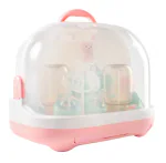 Adore Pro Hurricane 2in 1 Baby Bottle Drying Rack & Storage Box with Lid & Handle-Pink