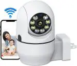 SROPX DOMEPTZ4 WiFi Plug Light Bulb Security Camera with Night Vision (64 GB, 1 Channel) (White)