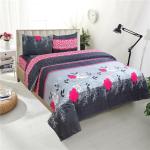 Homdazal Grey Floral Microfiber Flat 120 Tc Double Bedsheet With Pillow Covers (Pack Of 3)