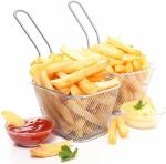 Kunya Stainless Steel French Fries Basket, Potatoes Chips & Chicken Mini Square Fried Mesh Food Stainer, Suitable for Kitchen Restaurant Party Barbecue Strainer Baskets