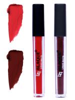 bq BLAQUE Matte Liquid Lip Gloss Combo of 2 Lipstick # 101-106 (8 ml, Orangish Red & Chocolate Mood)