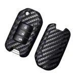 Ashar KeyHub Carbon Fiber Patterned Silicone Key Cover Compatible with Honda: City| WR-V (3 Button Flip Key)