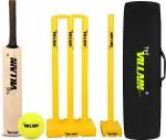 THE VILLAIN Wooden Cricket Bat, Ball, Wickets & Cover | (Size-6) 12-15 Age Group | Pack of 4 Cricket Kit