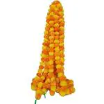 WDECOR Phool Mala Artificial Fluffy Flowers, Phool Mala, Genda Phool, Marigold Flowers for Home Decoration 5 Piece (Orange & Yellow) Yellow Dahalia Artificial Flower with Pot (150 inch, Pack of 10, Garlands)