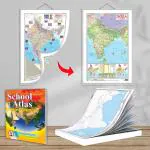GOWOO SMALL - 100 India RIVER OUTLINE MAP FOR SCHOOL, 2 IN 1 India POLITICAL AND PHYSICAL MAP IN ENGLISH and SCHOOL ATLAS LATEST EDITION (ENGLISH) - ART PAPER | Pack of 1 Map Pad + 1 Chart + 1 Atlas Book