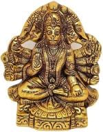 Fashion Bizz Gold Metal Panchmukhi Hanuman ji Murti showpiece