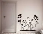 LANSTICK Black Leaves with Butterflies Self Adhesive Wall Sticker