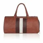 AKISA Wanderer Travel Vegan Leather Duffle Bag with Shoes Compartment (Light Brown)