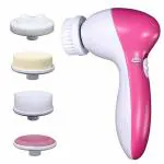 ShopiMoz 5 in 1 Facial Massage Machine Care & Cleansing, Facial Massager Machine for Face, Facial Machine, Beauty Massager, Facial Massager , Battery Powered (Pink, White)