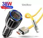 UniBoss 38 W Qualcomm Certified Turbo Car Charger (Black, Yellow, With USB Cable)