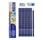 V.KTraders DOMS Karbon Eraser Tipped Super Dark Pencil Pack of 3 (30 Pencils)