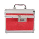 Clarabae Vanity Box for Women Makeup Organizer Box Clip-and-Go Makeup Bag with Detachable Tray & Mirror Elegant Closure Professional Travel Makeup Case Portable Artist Cosmetic Organizer Storage Bag (Red)