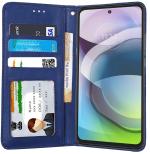 Unistuff Faux Leather Back Case Flip Cover for Motorola Moto G 5g with ID Card Slot | Foldable Kickstand | 2 Card Slot | 1 Cash Slot - Executive Blue, 60588