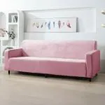 HOKIPO 200 GSM Premium Velvet Sofa Cover 4 Seater Fully Covered, Pink (AR-4739-PNK)
