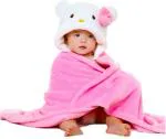 Pandaoriginals Pink, White Free Size Bath Robe (1 kids robe, For: Baby Boys & Baby Girls, Pink, White)