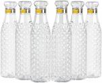 Kunya Crystal Clear Water 1 Litre Plastic Fridge Bottle BPA, Leak Free, Unbreakable Bottle, 6pcs