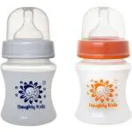 Naughty Kidz Plastic Blue and Orange Baby Feeding Bottle with 2 Nipple 125ml Pack of 2