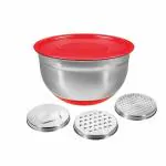 VAGMI Stainless Steel Bowl with Lids 3 Interchangeable Graters Set of 4 Pieces