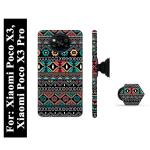 Mobi Elite Trible Print Printed Hard Back Cover Case with Mobile Holder, Pop holder, Pop socket for Xiaomi Poco X3, Xiaomi Poco X3 Pro