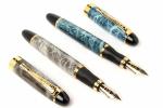 Ledos Jinhao X450 Blue and Black Metal and Rubber Marble Medium Nib Fountain Pen
