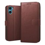 RJR Motorola Moto E22s Flip Cover | Magnet Kick Stand | Shockproof | Dual Layer | Leather Flip Flap Mobile Flip Back Case Cover for Motorola Moto E22s- Brown
