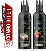 Desi Crew Coconut and Rosehip Oil Cold Pressed for Skin, Body and Hair Care 100 ml Each