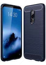 Golden Sands Compatible with Meizu 16th Back Cover Case Shockproof TPU Carbon Fiber Armor Back Cover for Meizu 16 Mobile Phone 2018 (Blue)