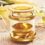 True Decor 4 Inches Camphor Diffuser/Aroma Incence Burner/Kapoor Dani Brass Akhand Diya for Puja with Borosilicate Glass Cover || Multipurpose Essential Oil Camphor Burner (Pack of 1)