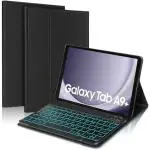 ProElite Keyboard case for Samsung Galaxy Tab A9 Plus 11 inch, Magnetic Detachable Wireless Bluetooth Keyboard Built-in 7-Colors Backlit, Black