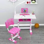 StarAndDaisy K80 Kids/Children Study Table and Chair with Book Holder Drawer with LED Light (Pink)