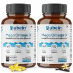 Blubein Mega Omega 3 Fish Oil Capsules for Men & Women, Triple Strength with 1250 mg (450 mg EPA & 300 mg DHA) for Muscle Recovery, Healthy Heart, Joints & Brain - 60 Capsules x Pack of 2