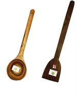 Arman Spoons Brown Teak Wood Cooking Spatulas Ladles (Set Of 2)