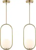 Desidiya Golden Yellow Hanging Ceiling Pendant Light, For Bedroom, Living Room, Cafe Restaurant, Hallway, Kitchen, Over The Dining Table Hotels, Malls (Capsule Hanging Pack Of 2, Bulb Not Included)