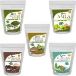 OEHB Powder Amla Shikakai IndiGo Brahmi And Bhringraj Hair Shine For Men And Women 50 G Each (Pack of 5)