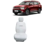 Kingsway Towel Fabric Car Seat Covers for Kia Carens 7 Seater, 2022 Onwards Model, Material: 100% Cotton, Color : White, Complete Set of All Seats (Car Specific Front + Rear Seat Covers)