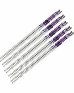 Rack Jack floral design resuable eco-friendly stainless steel chopsticks - purple - 5 pairs