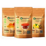 HerbsLand 100% Premium Orange Peel Powder, Lemon Peel Powder and Masoor Dal (Red Lentils-Seed) FacePack Powder For Face & Skin Care (100gm Each)