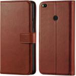 Slugabed Flip Cover Back Case for Mi Max 2 | Leather Finish | Inbuilt Stand & Pockets | Wallet Style Flip Back Case Cover for Mi Max 2 (Brown)