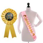 Zyozique Baby Shower Combo | Pink Mom To Be Satin Sash & Dad to Be Badge Baby Shower Decoration - 2 PCS