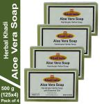 Herbal Khadi Natural Aloe Vera Handmade Bath Soap Refreshing Moisturizes, Natural Detoxifying and Cool, Remove dryness & heat for Men & Women (Pack of 4) (500 g)