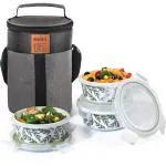 cello Green Fall Opalware Lunch Box with Jacket, 3 Containers 3 Containers Lunch Box (300 ml)