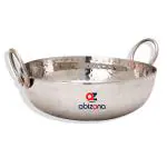Abizona Stainless Steel kadai for Cooking with Heavy Bottom Steel kadhai (1Ltr - 1000ml) Small