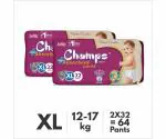Champs baby diaper high absorbent baby pant diapers - Extra Large (32 Pcs) (Pack of 2)
