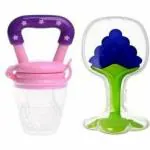 SMILEY MIA Baby Fruit teether/Teething toy with Fruit Nibbler/Pacifier for lil infant Teether and Feeder (Pink)